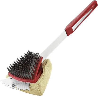 GRILLGEN Grill Brush and Scraper -Heavy Duty Double-Sided with Steam Cleaner Head for Porcelain，Cast Iron, Stainless Steel Grates, Outdoor BBQ Grill Cleaner Accessories