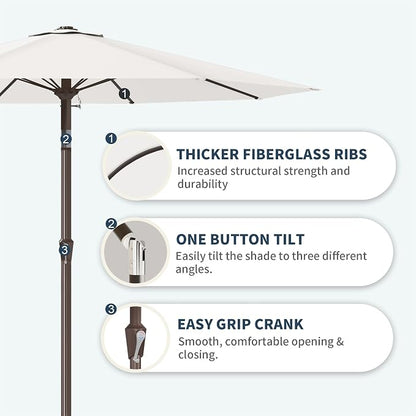 PatioKingdom 11FT Patio Umbrella,Outdoor Umbrella with Push Button Tilt and Crank,Market Table Umbrella with 8 Sturdy Fiberglass Ribs UV Protection