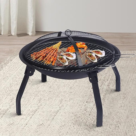 Extra Large Charcoal BBQ Grills Folding Portable Outdoor Barbecue Grill Oversize Cooking Area Stainless Steel Baking Net Perfect for Camping Picnics Garden Beach Party