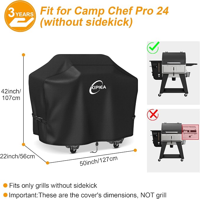 600D Heavy Duty Pellet Grill Cover for Camp Chef Woodwind Pro 24 & Woodwind 24, Waterproof Wood Pellet Smoker Cover with Windproof Buckles, UV Resistant, No Tear, No Fading