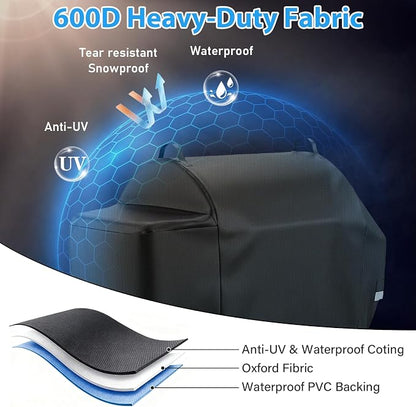 Utheer 600D Waterproof Grill Cover for Pit Boss 1600 Series | Fits Navigator 1600M PB1600M PB1600CST PB1600CS2 PB1600 Elite, Replaces 40455, No Need to Fold Side Shelf
