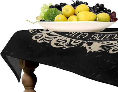 Vintage Viking Pattern Tablecloth, Viking Ancient Runic Helmet of Awe Celtic Dragon Table Cloth Water Resistant Wipeable Table Cover for Farmhouse Party Holiday Kitchen Dinner Table 55x75"