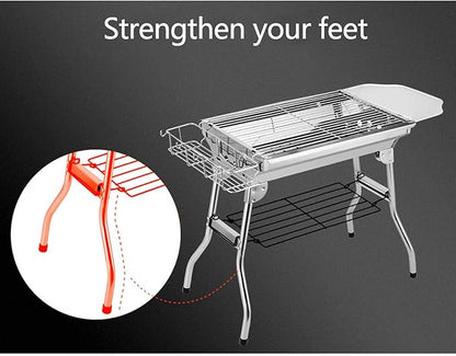 Portable BBQ Grill,Stainless Steel Barbecue Grill,Folding Charcoal BBQ,5-10 Persons Family,for Outdoor Garden Cooking,Picnics,Camping.