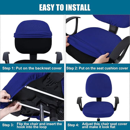 Smiry Office Computer Chair Covers for Desk Rotating Chair Protector | Stretch Jacquard Removable Washable Universal Slipcovers, Seat + Backrest Cover, Royal Blue