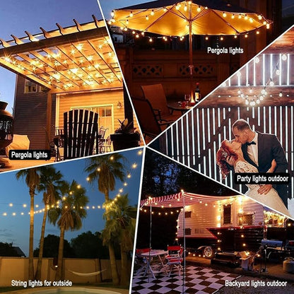 Outdoor String Lights Waterproof Patio Lights 200FT with 100+4 Shatterproof G40 LED Edison Outdoor String for Party Backyard Gazebo Pegola Cafe, 2Pack x 100ft