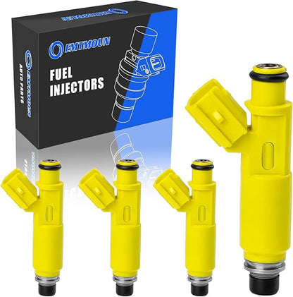 Set of 4 Fuel Injectors for Toyota RAV4 2.0L 1AZ-FE 2001 2002 2003 OEM 23250-28050 FJ452 Replacement 23250-28020 Direct Fit