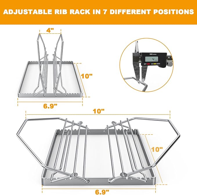BBQ-PLUS Adjustable Turkey Roasting Rack for Smoker Grill and Oven, V Shaped Chicken Roasting Stand for Outdoor Indoor Grilling, Must-Have Smoker Accessories, Stainless Steel