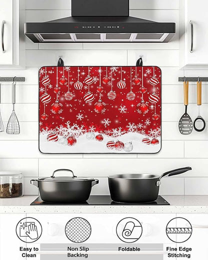 Stove Top Covers for Electric Stove 24x21 Inches,Christmas HeatResistant Glass Cooktop Protector,Red Merry Xmas Glitter Sparkle Bokeh Snowflake Winter Ceramic Stovetop Countertop Covers Mat,Oven Cover