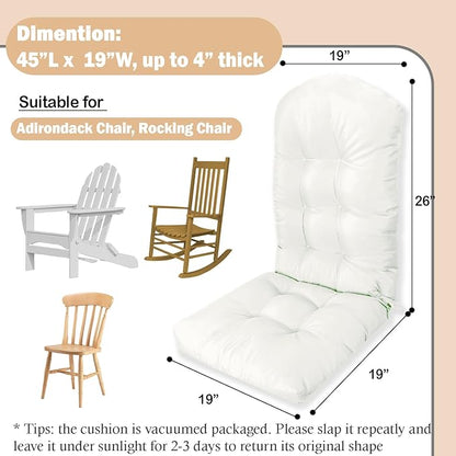 Adirondack Chair Cushion, Outdoor Patio Furniture Seat Pad, Waterproof | Waterproof cover with straps, PP cotton, high back thick seat pad for adirondack rocking chair indoor outdoor porch 44x19x4