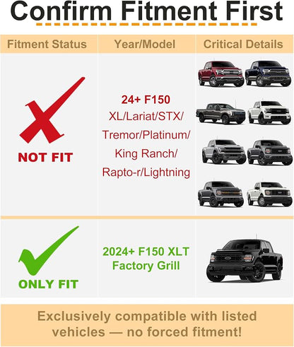 LED Grill Lights for Ford F150 2024-2026 Accessories XLT Only, Amber | Direct-Snap F150 Front Grille Marker Lights, OEM-Style Fit, IP68 Waterproof, Raptor-Style Front-End Upgrade, Off-Road Ready