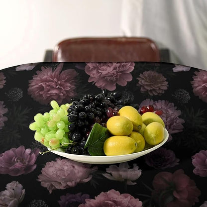 Vintage Florals Tablecloth, Gothic Summer Garden Peonies Flowers Rustic Roses Boho Botanical Plant Water Resistant Wipeable Table Cover for Picnic Party Holiday Kitchen Dinner Table 55"x55"
