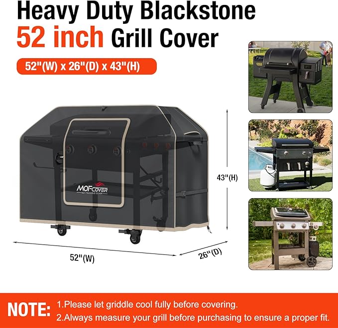 Exclusive Foldable 52 inch Grill Cover, 600D Heavy Duty Outdoor BBQ Cover for 2-4 Burners Grill Weber 7106 Spirit 200 300 Series, Black