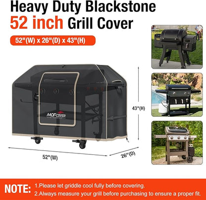 Exclusive Foldable 52 inch Grill Cover, 600D Heavy Duty Outdoor BBQ Cover for 2-4 Burners Grill Weber 7106 Spirit 200 300 Series, Black