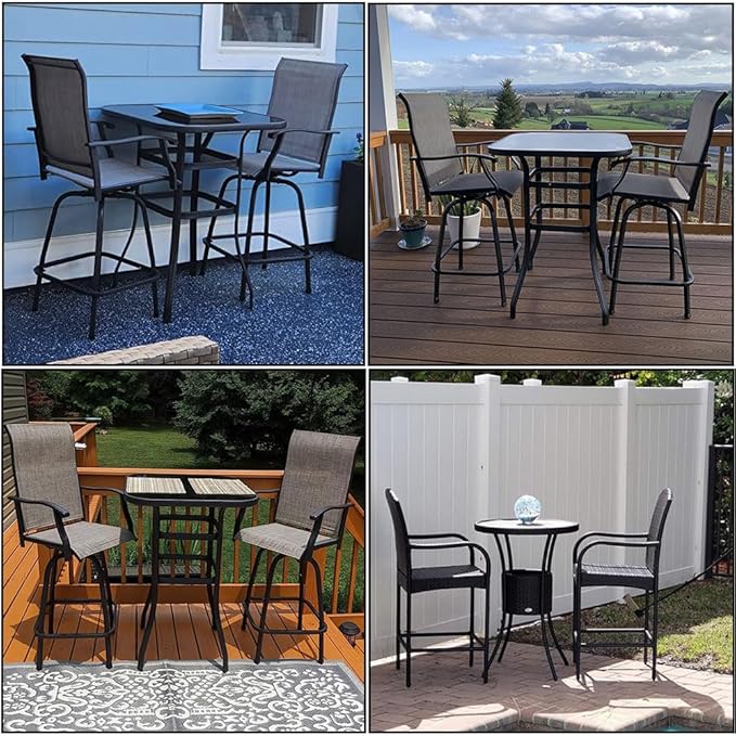 Outdoor High Top Bar Height Dining Set Cover for Patio Furniture Bistro Sets 3 Piece Tall Bar Height Waterproof Heavy Duty Patio Bistro Pub Table and Chairs Cover, 69" L x 32" W x 46" H