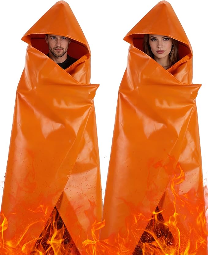 Mondoshop Emergency Fireproof Cloak for Home for Car Safe Fire Escape Cloak for Adults Camping Essentials - Fire Retardant Suits Wrap Body Survival Gear for People