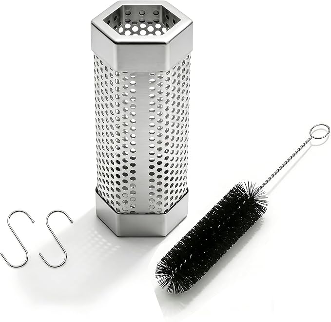 Smoke Tube for Pellet Smoker, 6" Stainless Steel Smoke Generator, 3 Hours Continuous Billowing Smokes, Hexagon Smoker accessories Fits Grill & Smokers, Ideal for Hot/Cold Smoking Meat, Fish, Cheese