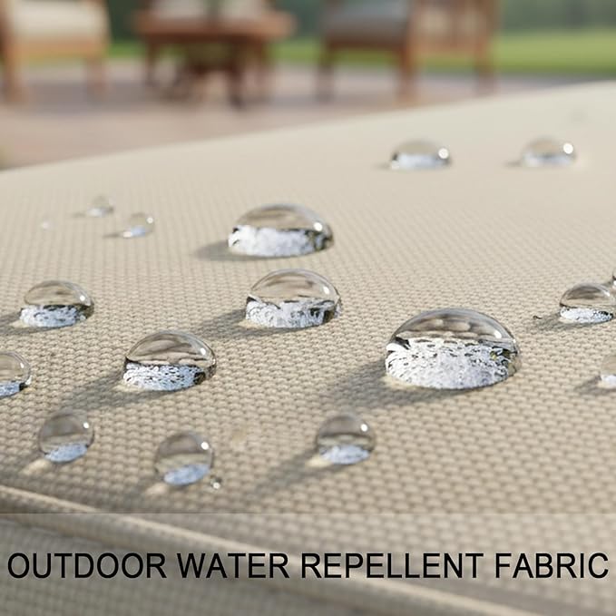 NettyPro Patio Chair Seat Cushion Covers Set 4, Waterproof Outdoor Furniture Cushion Slipcovers with Zipper and Tie, 21 x 19 x 3 Inch, Replacement Cover Only, Khaki