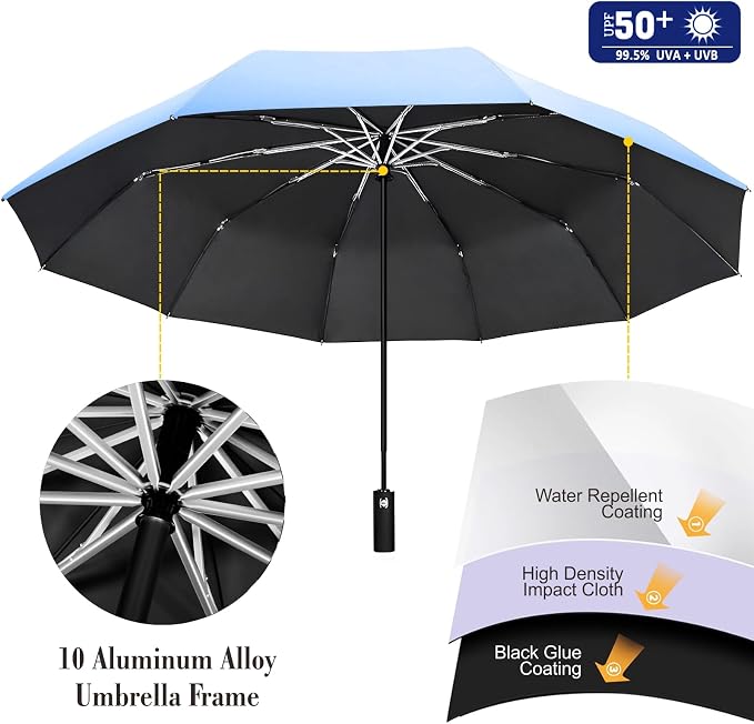 XLINGZA UPF 50+ Beach Umbrella with Adjustable Universal Clamp
