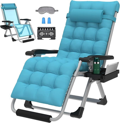 ZENPETIO 29In XL Zero Gravity Chair, 440LBS with Cushion | Anti Gravity Recliner Lounge Chair with Aluminum Alloy Lock & Footrest, 90-170° Adjustable, for Lawn Patio Indoor Outdoor