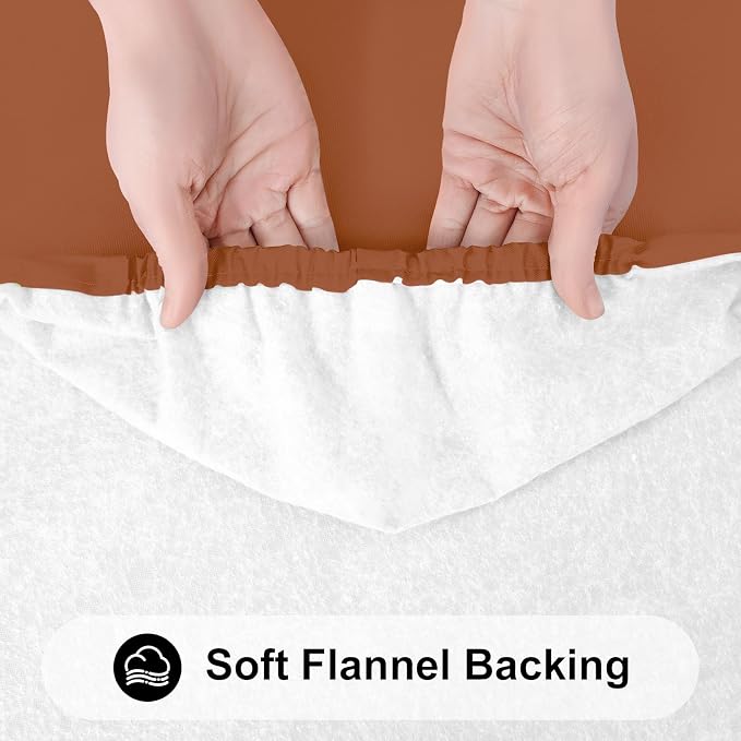 Smiry Rectangle Tablecloth, Elastic Fitted Flannel Backed Vinyl Tablecloths for 8ft Folding Tables, Waterproof Wipeable Table Covers for Indoor, Outdoor, Picnic and Camping (Terracotta, 30"x96")