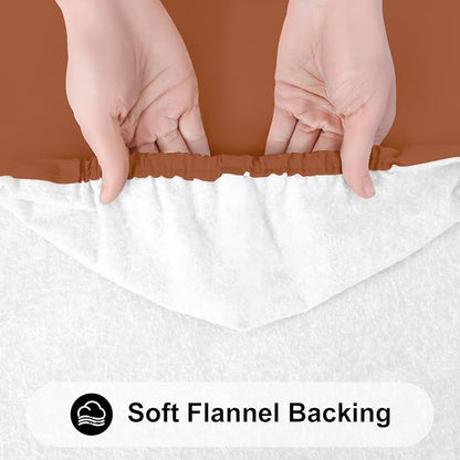 Smiry Rectangle Tablecloth, Elastic Fitted Flannel Backed Vinyl Tablecloths for 8ft Folding Tables, Waterproof Wipeable Table Covers for Indoor, Outdoor, Picnic and Camping (Terracotta, 30"x96")