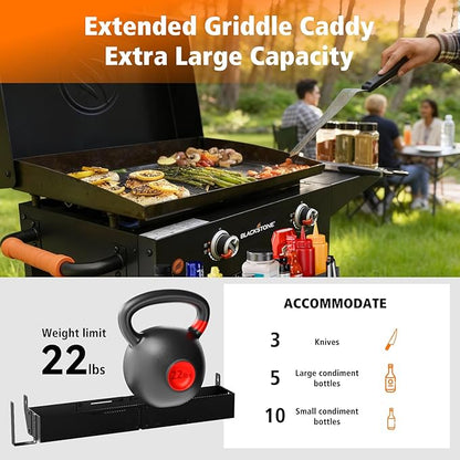 Front Griddle Caddy for Blackstone 28"/36" Griddles, Large Capacity Grill Accessories Organizer for Black Stone with Magnetic Tool Holder, Paper Towel Holder, BBQ Accessory Storage for Outdoor Grill