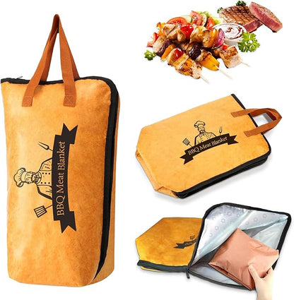 21 Inch BBQ Blanket for Resting Meat, Reusable Oil-Proof Smoker Grilling Bag with 5-Layer Insulation, Essential BBQ Accessories for Brisket/Beef/Pork Shoulders/Ribs/Turkeys, Gifts for Men