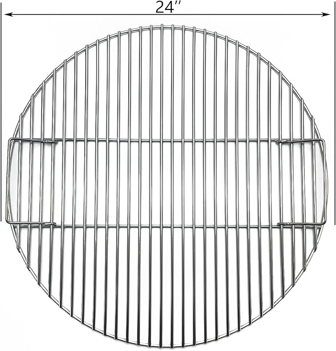 24" Round Grates for BGE, Big Green Egg XL, Weber Summit E6 S6 Kamado Joe Pro Joe Big Joe I, II III Smokers 24" Charcoal Grill and Firering, Outdoor BBQ, Fire Pit Camping, Picnics Cooking Grid