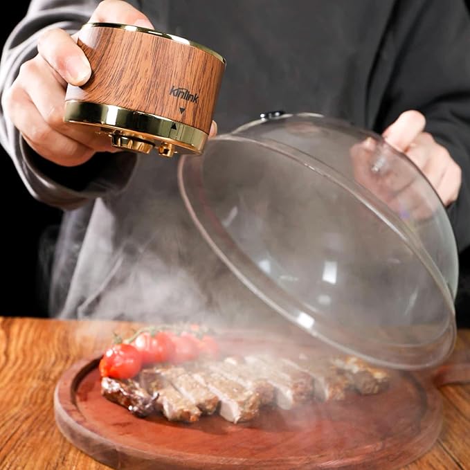 Electric Whiskey Smoker Kit - 7 Led Light, 6 Flavors Wood Chips, Gold Magnetic Old Fashioned Smoker Kit, Cocktail Whiskey Drink Smoke Bar Set, Gifts for Men Boyfriend Husband