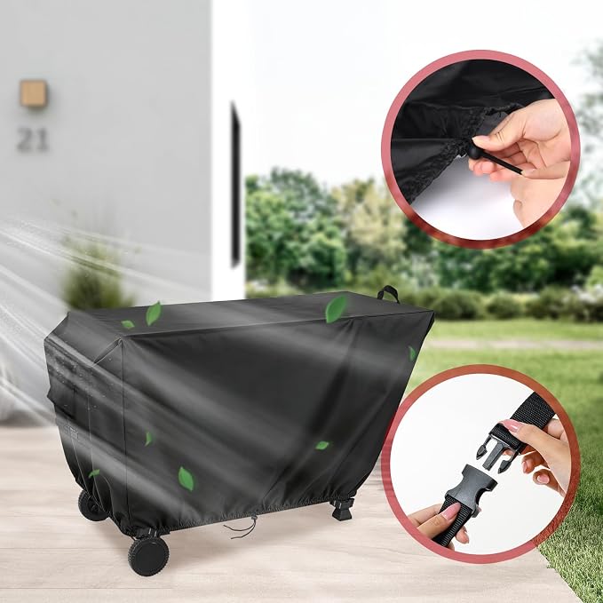 Outdoor Dining Grill Cart Cover - 27" D x 51" W x 34" H, 600D Grill Cart Cover for Feasto, Heavy Duty Waterproof BBQ Food Prep Table Covers, Black