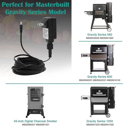 Power Adapter Replacement Part 9004190216 for Masterbuilt Gravity Series 560/800/1050 XL Digital Charcoal Grill and Smoker, Supply with 15 FT Long Cord