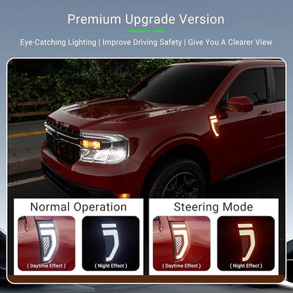 xipoqix 2PCS Side Marker Light Compatible with 2022-2024 Ford Maverick 2025 XLT LED Side Marker Lamp Replacement for 2022-2024 Ford Maverick Accessories