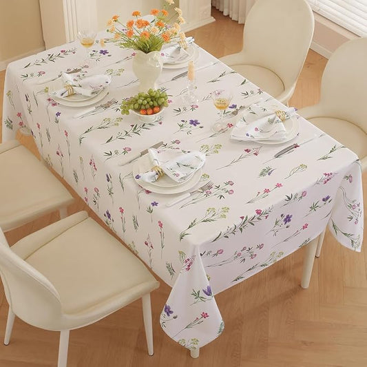 SASTYBALE Floral Tablecloth, 60 x 120 Inch Rectangle | Wildflower Print, Rectangular Table Cover, Waterproof, Stain Resistant Fabric, Summer Kitchen Dining Farmhouse Decor