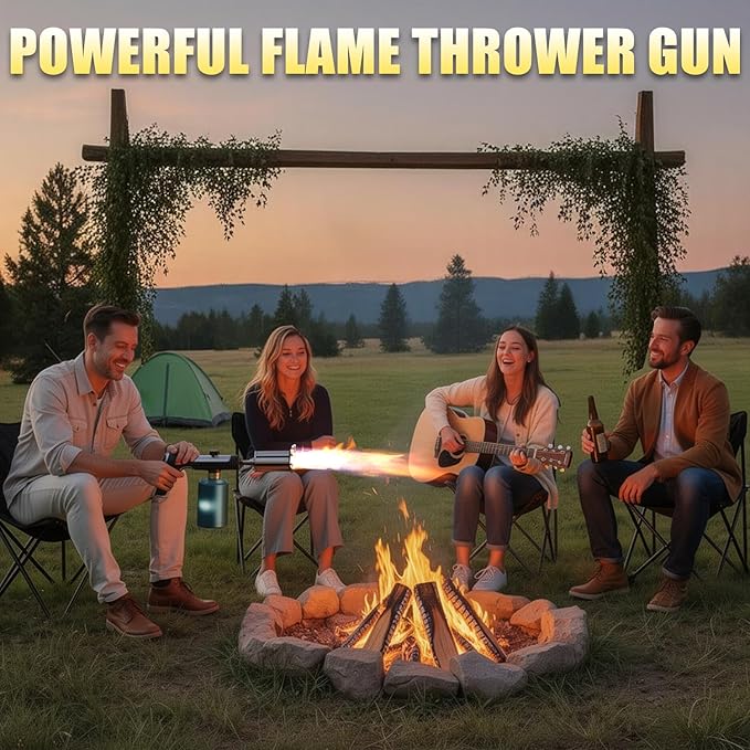 Propane Torch Gun, High-Heat Blow Torch with One-Touch Max Fire & Safety Lock, Adjustable Cooking Torch for Sous Vide, BBQ Grilling, Charcoal, Fireplace, DIY Projects (Tank Not Included)