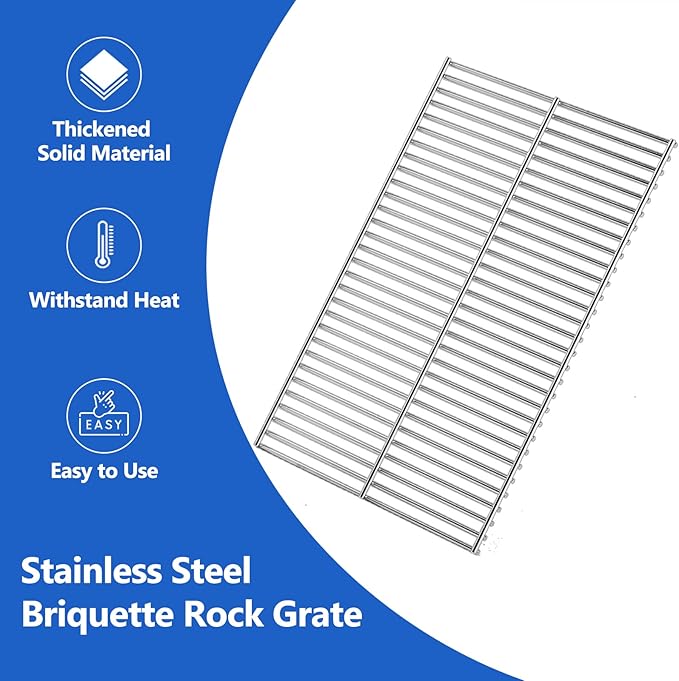Gggratess Briquette Rock Grate Replacement Part for MHP Grill Parts WNK TJK AMCW AMCT Series Stainless Steel Grill Grate TJK2 WNK4DD WNK4 Ceramic Briquette Bottom Rock GG-Grate-SS