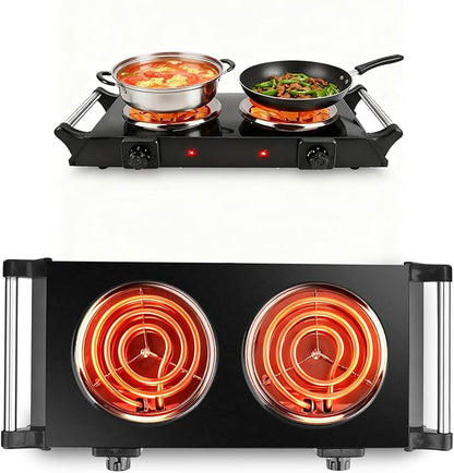 Electric Charcoal Burner Stove, 500W Single Coil Hot Plate Starter with Grill Tongs, 5-Level Temp, Smart Heat Control & Stainless Steel Fast Heating for Cooking top Countertop (4271Black)