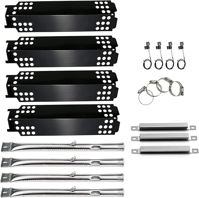 Uniflasy Grill Replacement Parts for Charbroil 463436215, 463439915, 463436214, 463436213, 467300115, 463439914, 463432114 Gas Grills, Heat Plate Shield Grill Burner Carryover Tube Grill Igniter
