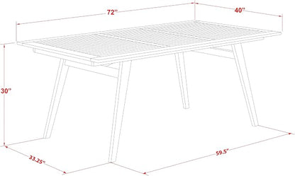 East West Furniture DEBS52CANA 5 Piece Outdoor Patio Dining Sets Includes a Rectangle Acacia Wood Table and 2 Folding Arm Chairs with 2 Side Chairs, 40x72 Inch, Natural Oil