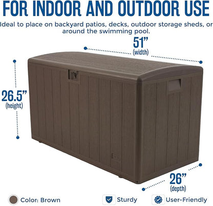 Plastic Development Group Outdoor Storage Deck Box, Soft Closure, 130 Gallon, Java