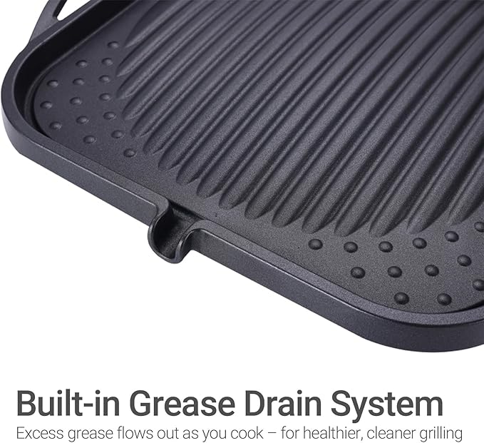 12in Nonstick BBQ Grill Plate – Cerastone Gold Marble Coated, Korean-Style Stovetop Griddle Pan for Indoor & Outdoor Cooking