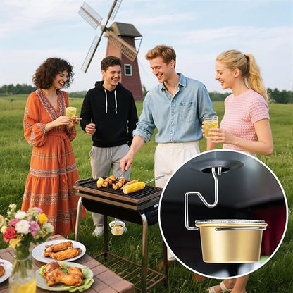 Premium Grill Grease Trap Kit - Includes 10 Liners & Heavy-Duty Clips - Universal Fit for Weber, Char-Broil, Kenmore Grills - Rust-Proof, Easy-Clean Design for Mess-Free BBQ（Gold）