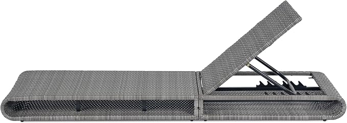 Christopher Knight Home Edsel Wicker Chaise Lounge Chair Outdoor, PE Faux Rattan Patio Outdoor Chaise Lounge with Iron Frame, Adjustable Backrest Single Lounge Sofa, Poolside Seating, Grey