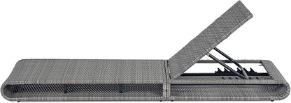 Christopher Knight Home Edsel Wicker Chaise Lounge Chair Outdoor, PE Faux Rattan Patio Outdoor Chaise Lounge with Iron Frame, Adjustable Backrest Single Lounge Sofa, Poolside Seating, Grey