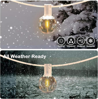 200FT(100ft*2) White G40 Globe String Lights for Outside Waterproof Patio String Lights, 100+4 Spare Replaceable 2200K Warm Bulbs for Outdoor Patio Pergola Gazebo Wedding Tent, Connectable White Wire