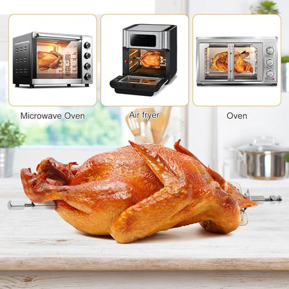 Frcolor Stainless Steel Air Fryer Fork Universal Roast Chicken Fork Fish Grilling Rotisserie Meat Air Fryer Accessories for Bbq Home Kitchen Outdoor 9.8inx1.9in