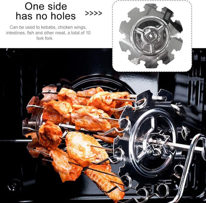 BBQ Steel Metal Roaster Rotisserie Skewers Needle Cage Oven Kebab Maker Grill