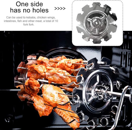 BBQ Steel Metal Roaster Rotisserie Skewers Needle Cage Oven Kebab Maker Grill