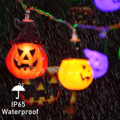 Windpnn Upgraded Solar Halloween Lights Outdoor, Solar Powered Pumpkin String Lights,16ft 20LED 8 Modes Waterproof Halloween String Lights for Garden Patio Landscape Halloween Decorations(Multicolor)