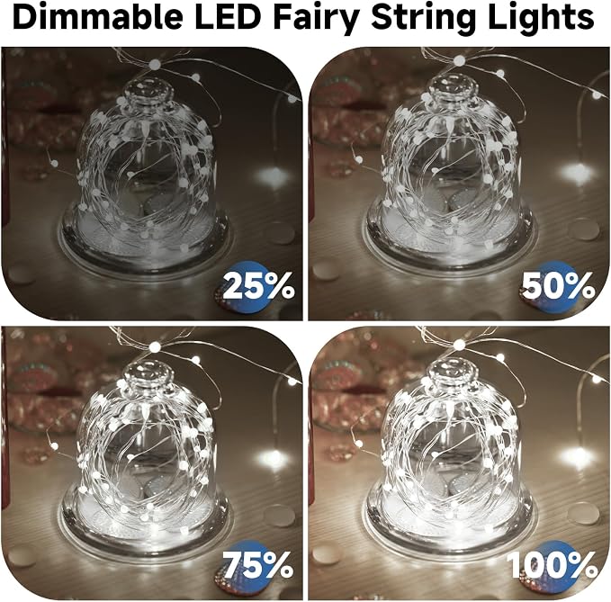 8 Pack Battery Fairy Lights with Remote, 320FT 960LED, Cool White | 8 Modes, Timer Function, Waterproof, Dimmable, Battery Operated Twinkle Light for Indoor Outdoor Xmas Party Holiday Decor