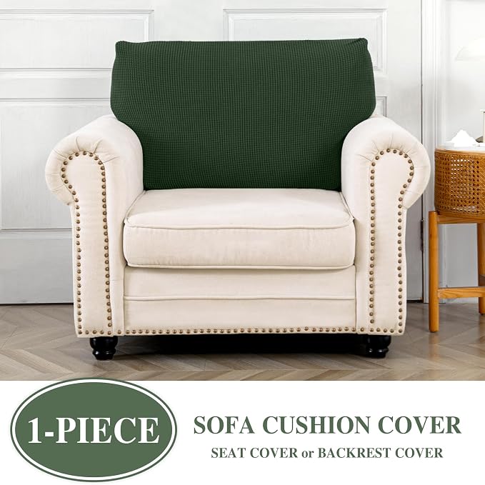 LA MEACK Couch Cushion Cover Seat Cushion Cover Stretch Armchair Cover Separate Sectional Sofa Slipcovers Furniture Protector(1 Piece for Seat or Sofa Backrest, Green)